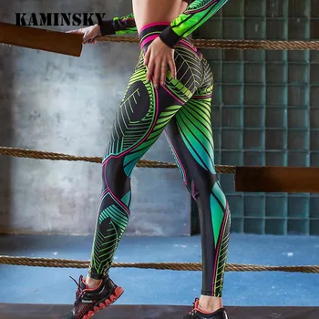 Kaminsky Nov Trak Digtal Fitnes Dokolenke Ženske Modni Trak Hlače Uvježbavanje Push Up Jeggings Barve Seksi Ženske, Športne Dokolenke