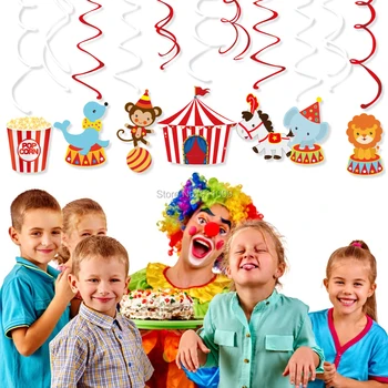 Karneval Cirkus Temo Okraski Stranka Cartoon Živali PVC Spiralo, ki Visi Vrtinči Baby Tuš Otroci Rojstni dan Dobave