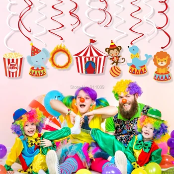 Karneval Cirkus Temo Okraski Stranka Cartoon Živali PVC Spiralo, ki Visi Vrtinči Baby Tuš Otroci Rojstni dan Dobave