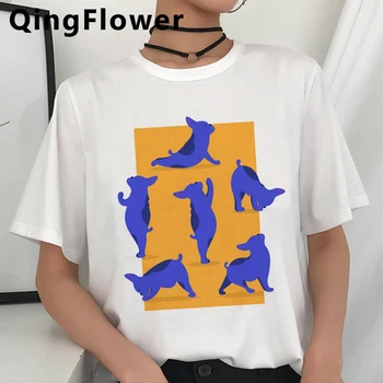 Kawaii francoski Buldog Smešno Risanka Majica s kratkimi rokavi Ženske Harajuku Ullzang Graphic T-shirt Cute Anime Tshirt korejski Slog Top Tee Ženski
