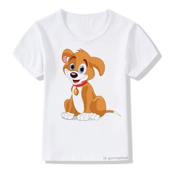 Kawaii otroci t-shirt smešno pes in mačka risanka tiskanja grafični t shirt fant dekle Harajuku kratkimi rokavi otroci priložnostne vrh na debelo