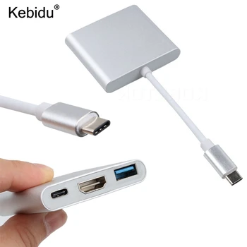 Kebidu 3 v 1, USB-C ZVEZDIŠČE USB Moški Ženski USB 3.1 Tip-c, USB 3.0 Adapter Za Macbook Air 12 Pretvornik