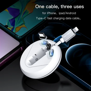 KEYSION 3 v 1 Magnetni USB Tip-C Kabel za Xiaomi redmi 9 Samsung S20 3A Hitro Polnjenje Kabel za iPhone 11 12 Micro USB Kabel