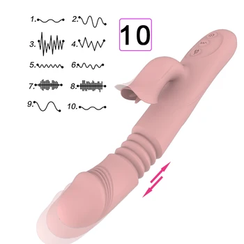 Khalesex Teleskopsko Rabbit Vibrator 10 načinov z ral Jezika Lizanje G Spot Klitoris Stimulator za Odrasle Sex Igrače za Ženske