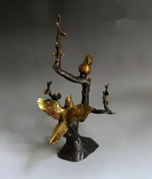 Kitajska Pozlačenega brona, handwork Srečo se pojavi v obraz Magpie Kipi AA26