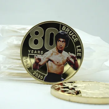 Kitajski kungfu Bruce Lee v 80. Obletnico zlatnik, Kitajski Zmaj Metal Izziv Kovanec Tradicionalnih