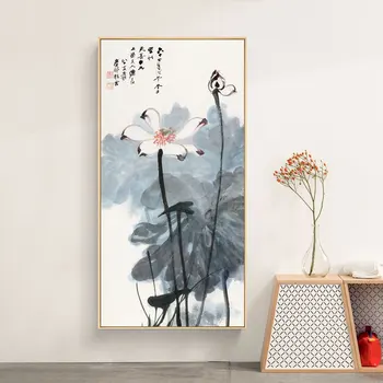 Kitajski Povzetek Poster Tiskanje Wall Art Platno Slikarstvo Kitajski Lotus in Značaj Umetnosti Sliko za Dnevna Soba Dekoracijo Doma