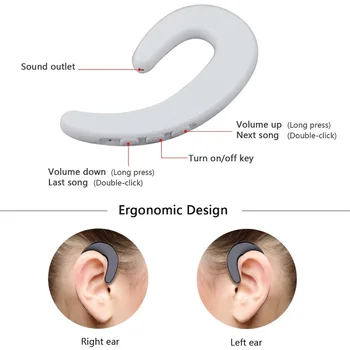 Kostno Prevodnost Slušalke Brezžične Bluetooth 5.0 Šport Stereo Uho Kavelj Slušalke Z Mikrofonom za Prenosnik Tablet za Huawei Xiaomi
