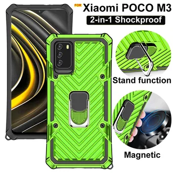 Kovinski obroč ohišje Za Xiaomi POCO M3 primeru Magnetni shockproof Krepak Oklep primeru POCO M3 pokrov trdega primeru POCO X3 NFC primeru 360 pokrov