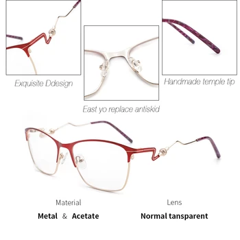Kovinski Ženske Očala Okvir Optičnega Žensk Rdeče Specail Noge Očal Okvir Res Zelo Lepa Očala 2019 Nove Oblikovalec
