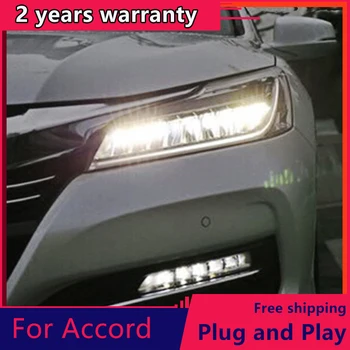 KOWELL avto styling za Honda Accord 10. Žarometi 2016 2017 LED High Beam LED Nizko Žarka Z Rumeno Obračanja Signal LED Bar