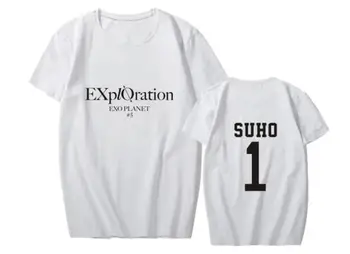 Kpop exo planet#5 raziskovanje isti državi ime tiskanje t shirt poletje unisex o vratu kratek rokav svoboden t-shirt