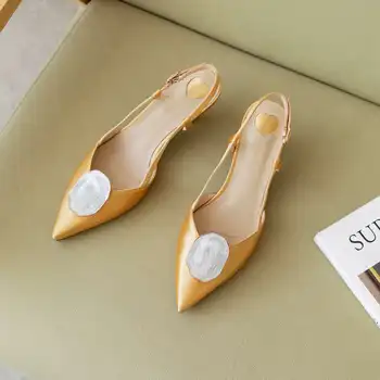 Krazing pot 2020 novo svile sponke traku konicami prstov slingback ženske sandale med petah kovin okraski moda poletni čevlji L20