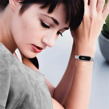 Kristalno Diamond trak za Xiaomi Mi Band 4 Watch band iz nerjavečega jekla Zamenjava Razreda za xiaomi Band4 Smart Dodatki