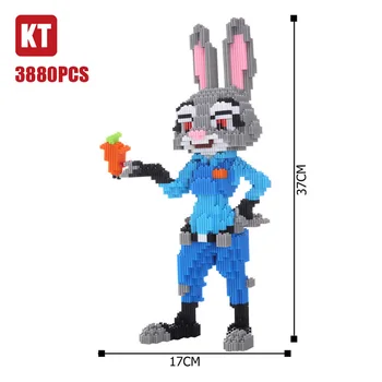 KT Živali Policist Zajec Velikosti Slika Karikaturo gradnika 3D Model Zbrati Opeke Mikro Igrača za Otroke, Fantje