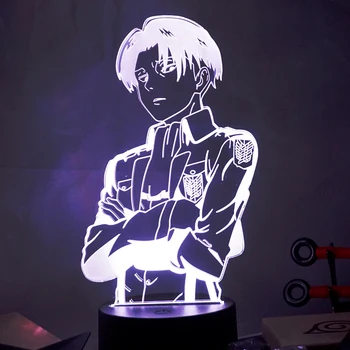 Kul Fant Otrok Darilo Kapetan Levi Ackerman Slika Noč Svetlobe Akril namizne Svetilke Anime Napad na Titan za Sobi Doma Dekor Svetlobe