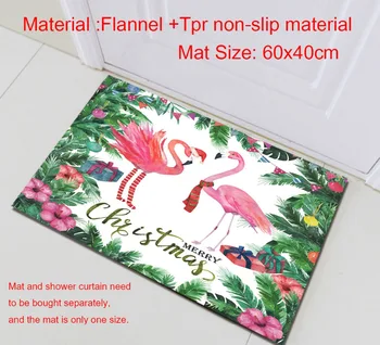 LB Božič Tropskih Okvir Kopalnica Tuš Zavese Zavese Akvarel Palme Flamingo Nepremočljiva Tkanine Za Kad Dekor
