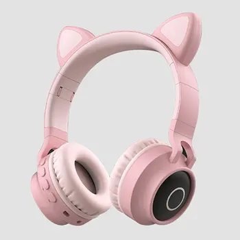 LED Mačje Uho Slušalke Bluetooth 5.0 šumov Odrasli Otroci dekle Slušalke Podpira TF Kartice FM Radio Z Mic Brezžični+Žično