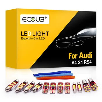 LED Notranjosti Balona Kit za Audi A4 S4 RS4 B5 B6 B7 B8 Dome Zemljevid, Prtljažnik, Vrata Bela Canbus Napak Avto Notranje Luči Zamenjava