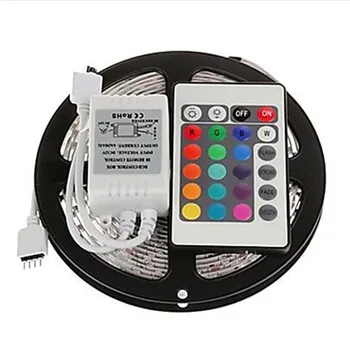 LED Stip, Komplet RGB LED Trakovi DC12V 5M Nepremočljiva Prilagodljiv Vrv Svetlobe 5050 60LED/m,24Key Daljinski upravljalnik
