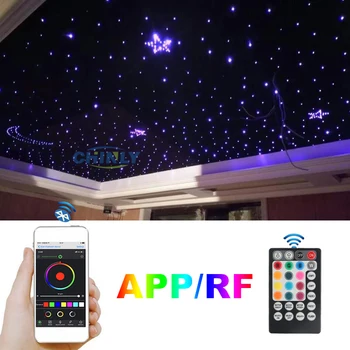 LED svjetlovodni Luči Komplet za Pametni APP Bluetooth Nadzor Star Mejo Nebo Lahka 16W RGBW LED Luči 550PCS 0,75 mm 4m 13 m