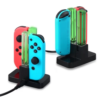 LED USB Polnjenje Dock Postajo za Polnilnik Stojalo za Nintendo Stikalo 4 Veselje-Cons Krmilnik