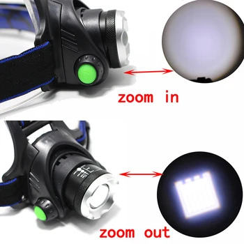 LED žaromet ribolov žarometa 8000 lumen T6/L2 3 načini Zoomable lučka Nepremočljiva Glavo Baklo svetilka Glavo svetilka uporabo 18650