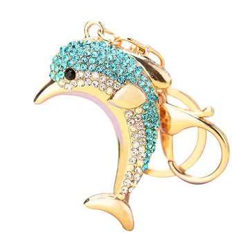 Lepe Kristalno Ribe Keychain Moda Ustvarjalnih Žensk zlata ribica Dolphin Vrečko Sponke Avto Obesek Pisane Avto Keyrings KeyChains