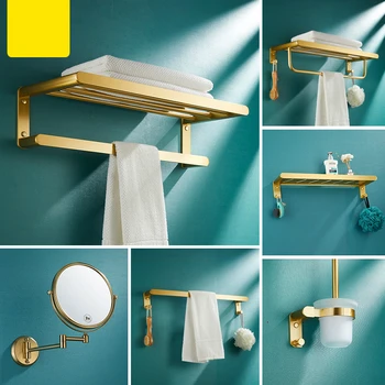 Lepilo kopalniške opreme luksuzni brušena zlato kopalnica brisačo rack toaletni papir roll imetnik dvojno palico kopalnica obesek set
