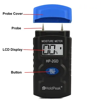 Les Vlago Meter LED Zaslon Sonda za Merjenje Nazaj luči Podatki tipko Auto Power za Les,Gradbeni Material,Papir/ Drevo, HP-2GD