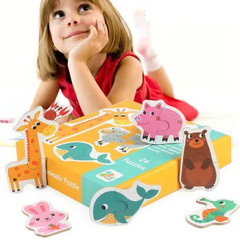 Lesene Igrače za Otroke, Risanka Živali Sadja, zelenjave Vzorec blok sestavljanke, ki Baby Začetku Izobraževalne Učenje Igrače