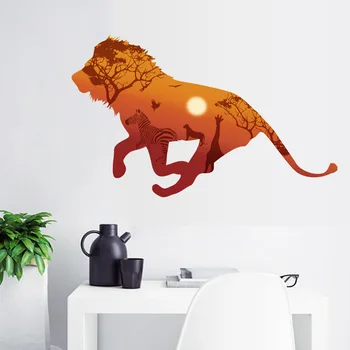 Lev silhueto Živali 3D stenske nalepke urejena dnevna soba se lahko odstrani Nalepke Doma stensko Dekoracijo