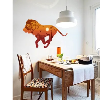 Lev silhueto Živali 3D stenske nalepke urejena dnevna soba se lahko odstrani Nalepke Doma stensko Dekoracijo