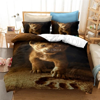 Levji Kralj Simba Natisnjeni Risanke 3D Posteljnina Nabor Rjuhe Kritje Pillowcases Bedclothes Domačega Tekstilnega Twin Polno Kraljica Kralj Velikost