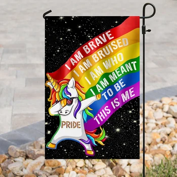 LGBT Ponos Zastavo, simbolom Samorog, jaz sem Pogumen ljubezen Je Ljubezen Zunanji Okras Doma Okras Za Vrt Steni Visi Trpežen Material