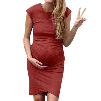LONSANT Porodniškega obleka Ženske Barva brez Rokavov Nad kolena Obleka Porodniškega Pregnat, Udobna oblačila za Ženske Modni obleko