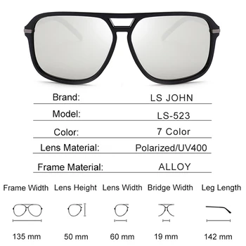LS JOHN Polarizirana sončna Očala Moških Prevelik Kvadratnih Ogledalo Vožnjo sončna Očala blagovne Znamke Oblikovalec Retro Voznik Sunglass UV400 Očala