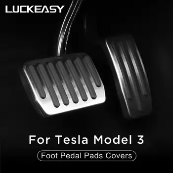 LUCKEASY Avto Pedal Blazine, Prevleke za Tesla Model 3 Ne Zdrsne Uspešnosti Pedal Blazine Auto Aluminijasta Pedala Zajema