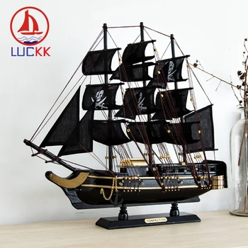 LUCKK 50 CM Mediterrean Slog Lesenih Figur Piratske Ladje Model Navtičnih Klasike Lesa Obrti Doma Dekoracijo Morju Dodatki