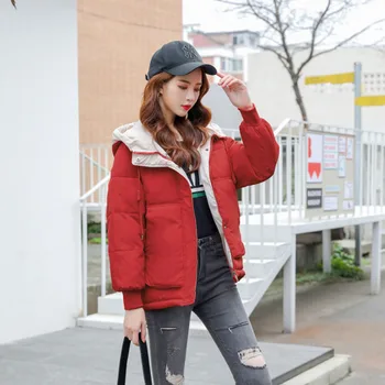 Lucyever Pozimi Debele Ženske Navzdol Jakno Modne Dame Hooded Kratek Plašč Plus Velikost Toplo Bombaž Parka Priložnostne Korejski Oblačila 2020