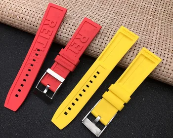 Luksuzne blagovne Znamke Narave Gume, Silikona Watch Band 22 mm 24 mm Črna Rdeča Modra Rumena Watchband Za Navitimer/Maščevalec/Breitling Logotip Na