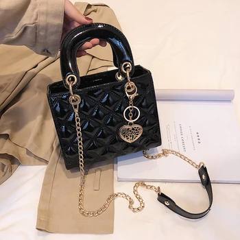 Luksuzne blagovne Znamke Tote vrečko 2020 Moda New Visoke Kakovosti Lakasto Usnje Žensk Oblikovalec Torbici Lingge Verige Ramenski Messenger Bag