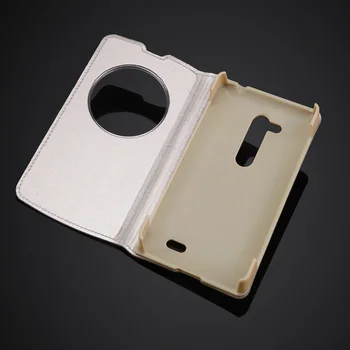 Luksuzni flip primeru Za LG L Fino D295 D290N Krog, Jasno Okno usnje Kožo Pokrivajo primeru mobilni telefon kubura