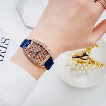 Luksuzni Gledam Ženske Rose Zlata Magnetna Zapestnica Ure Kvadratnih Izbiranje Obleko Watch Quartz ročno uro Ženske Ure relogio feminino