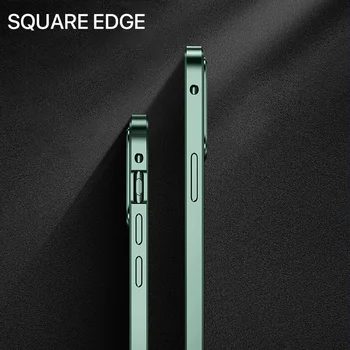 Luksuzni Kvadratnih Magnetni Adsorpcije Primeru Za iPhone mini 12 11 Pro xs Max x xr Kovinski Odbijača Dvojno Stransko Steklo Zaščitni Pokrov