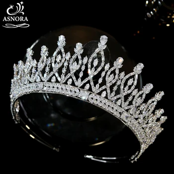 Luksuzni poročni dodatki za lase tiaras, ženske CZ pribor za lase nevesta tiaras in krone poroko. Brezbarvna nakit A00841