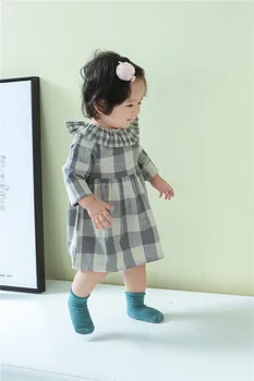 Luštna Dojenčka Baby Dekle je Princesa Dolg Rokav Obleka Plaid Fashion Obleko Malčka Otroci Oblačila 2017 Nove Jesensko blagovno Znamko Design