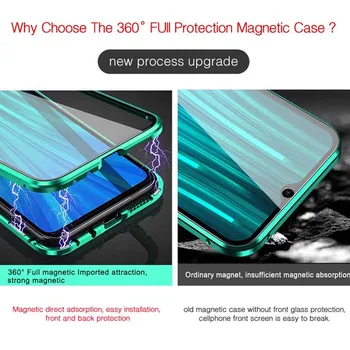 Magnetni Adsoption Primeru Telefon Za Xiaomi Redmi Opomba 8 Pro Kaljeno Steklo Kovine Odbijača Kritje Za Xiaomi Redmi K20 Pro Opomba 7 8T