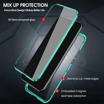 Magnetni Adsoption Primeru Telefon Za Xiaomi Redmi Opomba 8 Pro Kaljeno Steklo Kovine Odbijača Kritje Za Xiaomi Redmi K20 Pro Opomba 7 8T