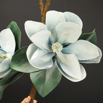 Magnolija Umetno Cvetje 2020 NOVE PU Big Ponaredek Cvet Teddy Sveže Mornarsko Modra Flores Artificiales De Alta Calidad Dekoracijo